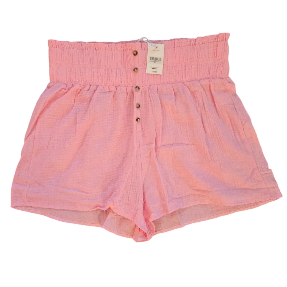 NWT Simply Southern High Waist Button Short Taffy Pink